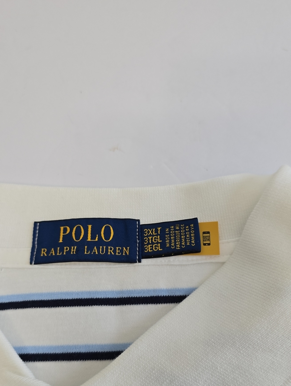 NWT Polo Ralph Lauren Men's Classic Polo Shirt White Blue Stripes Size 3XLT - Picture 14 of 15